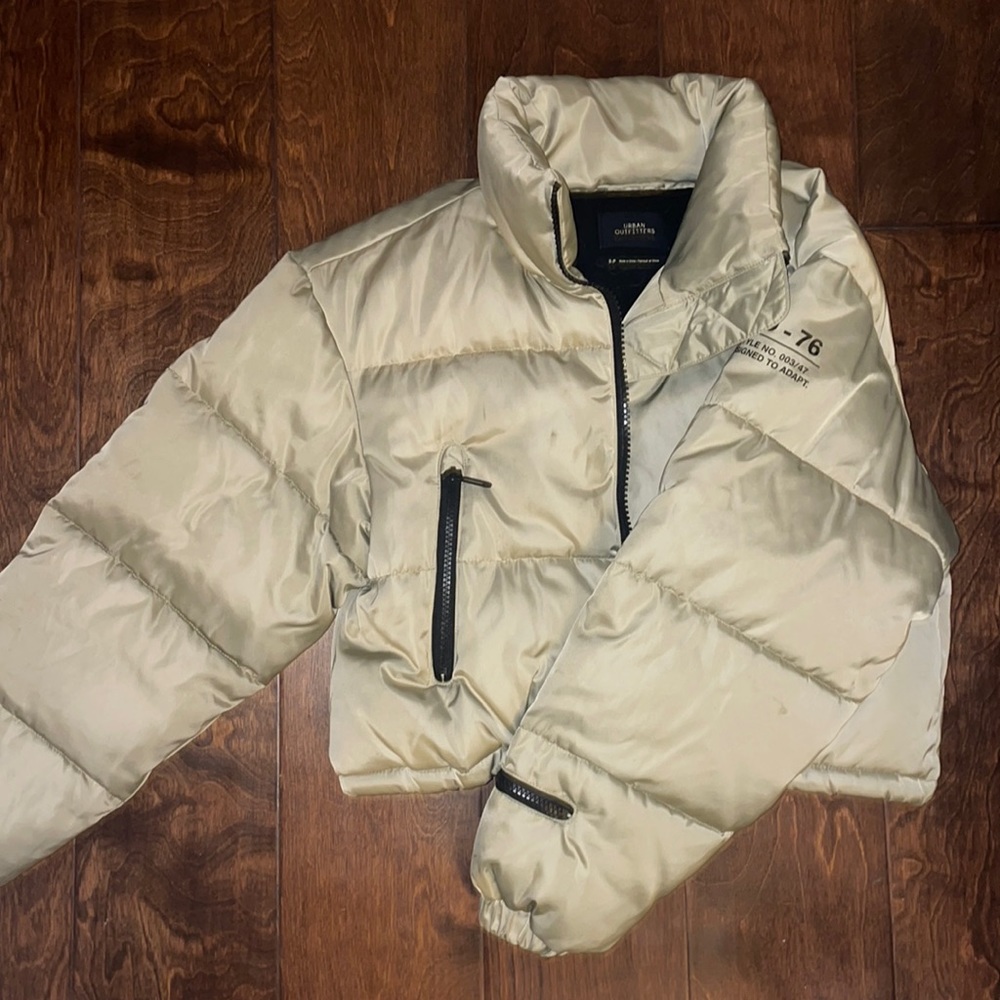 Urban Outfitters Green Satin Puffer